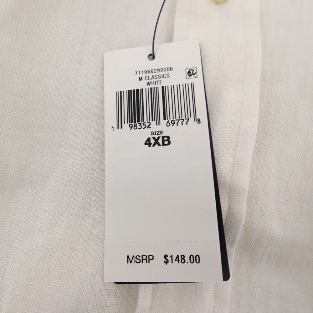 NEW Polo Ralph Lauren Linen Button Down Shirt White Long Sleeve Mens 4XB $148